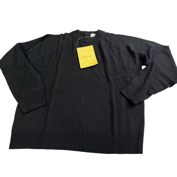 Vintage Stitches In Time Womens M Black Pullover Sweater Crew Neck Zip Back QVC - Picture 2 of 10